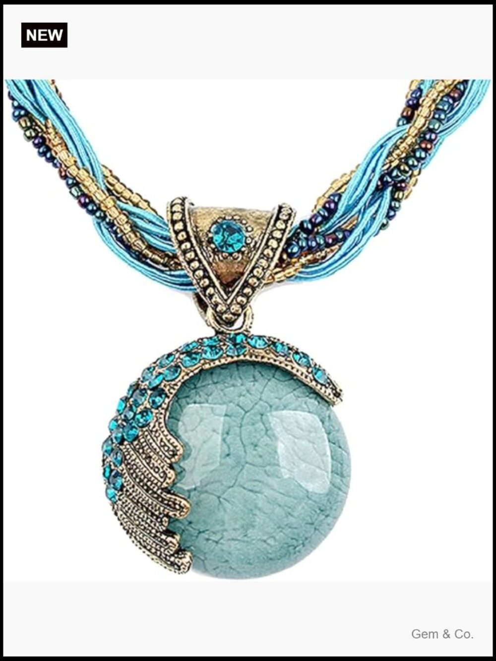 Handmade Vintage Bohemian Twist Rope Chain Pendant Necklace
